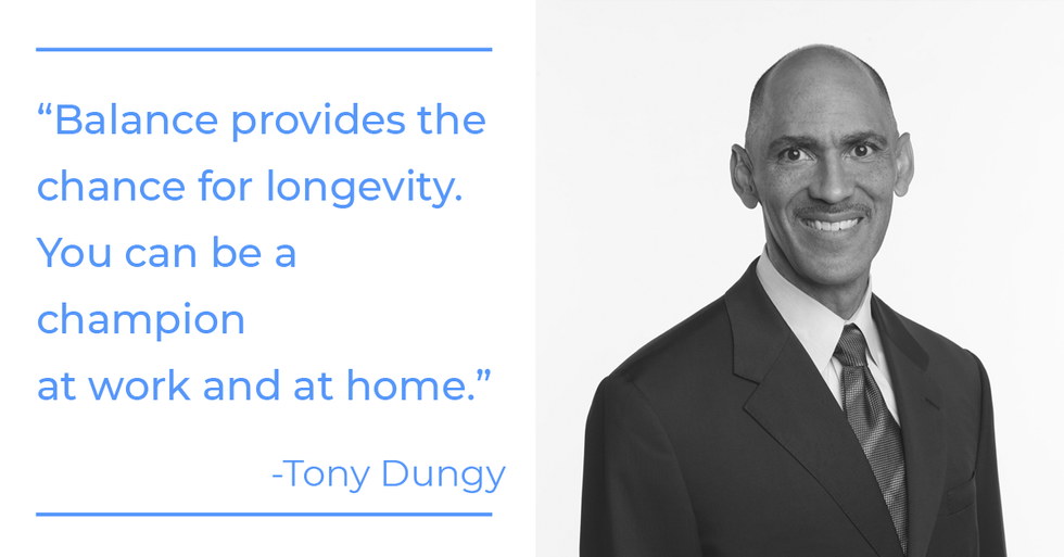 Tony Dungy quote about football, being a champion, and work-life balance