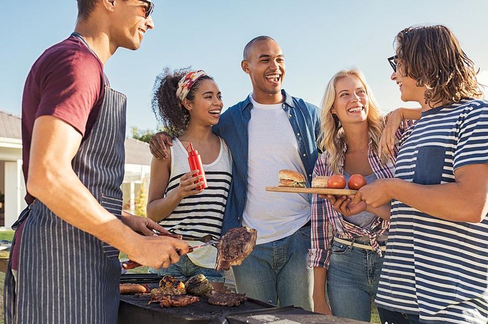 Coworkers at a summer work party