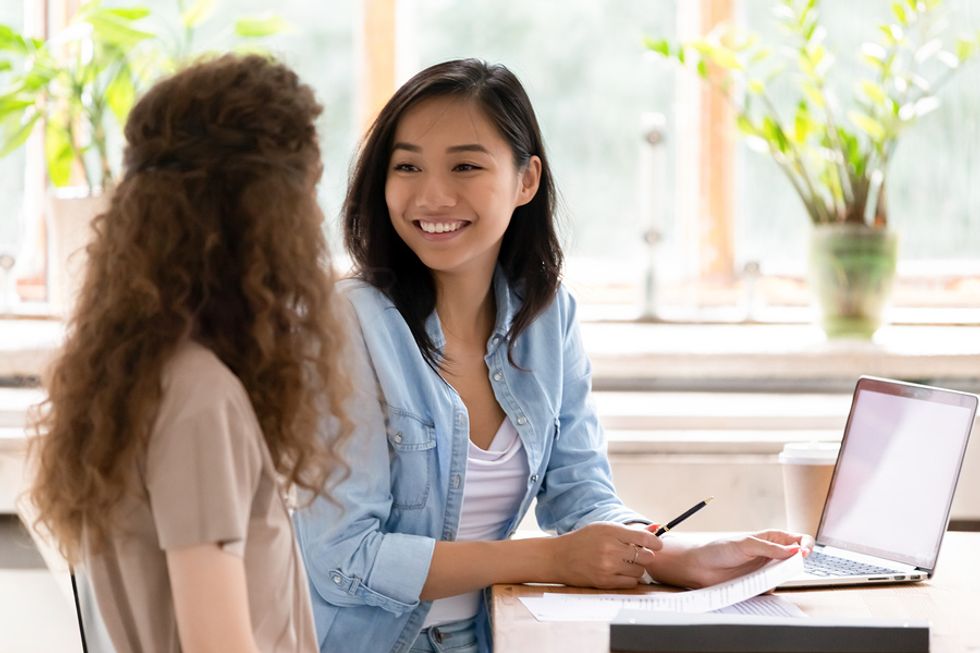 Professional woman goes on a mock interview