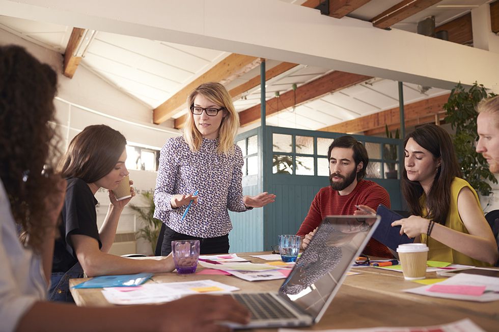 Group of professionals talk about change management