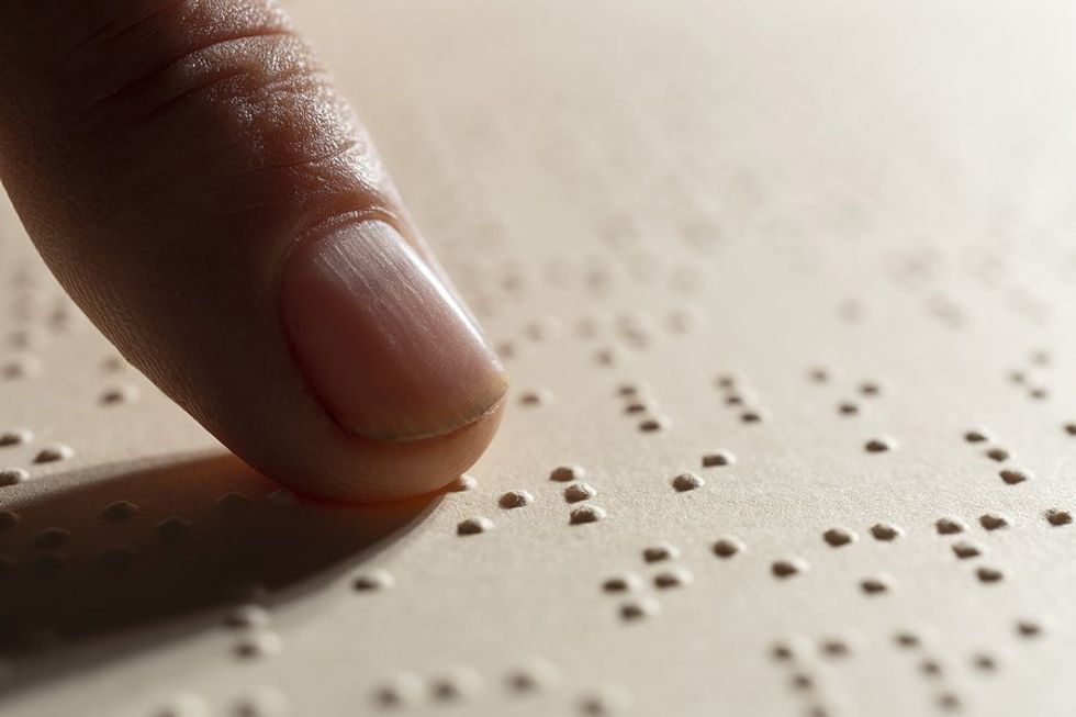Braille alphabet, written communication concept