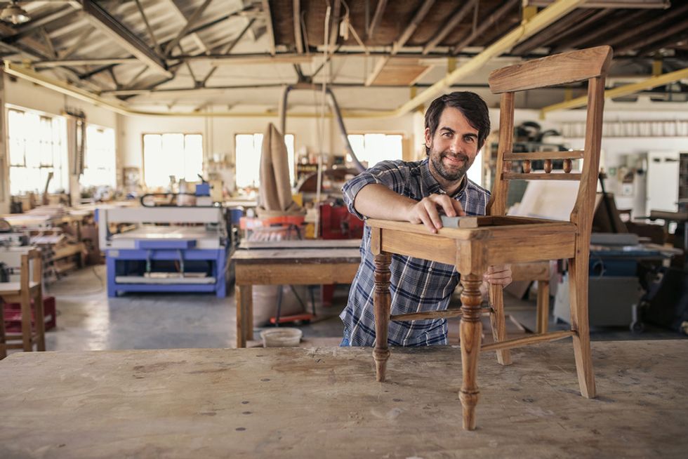 Man satisfied with his job in the trades