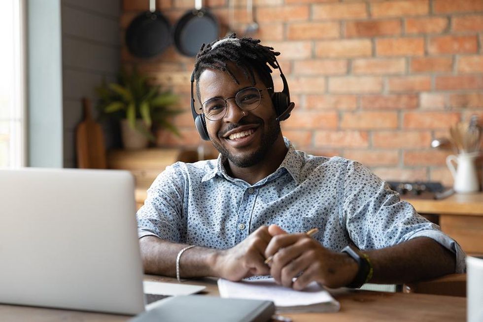 Happy man at his dream job